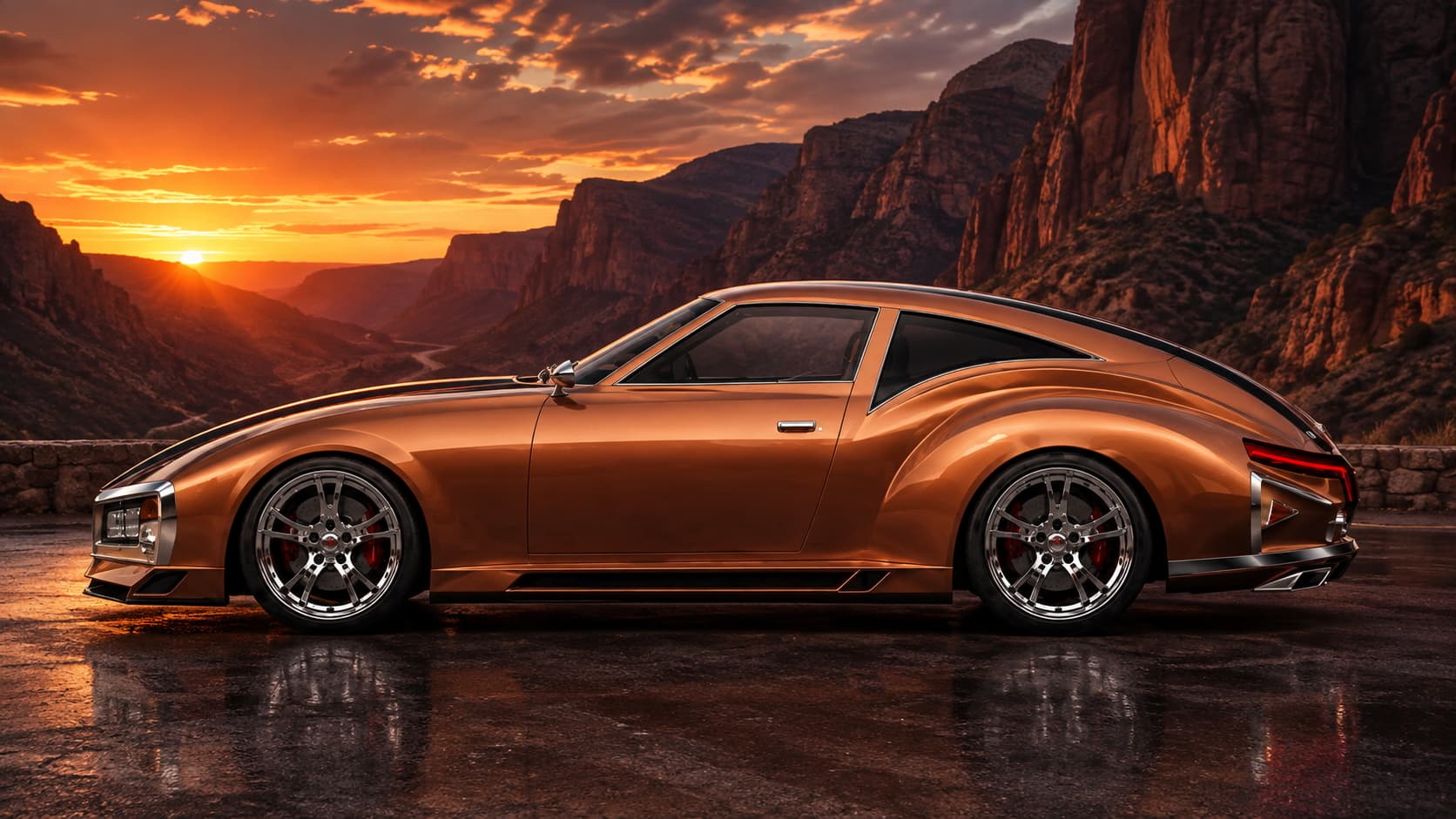 ÉON REEF GT SPORT — GRAND TOURING COLLECTION

A series of ten interpretations of the ÉON REEF GT SPORT, an original grand touring concept blending muscular proportions, sculpted bodywork and retro-futuristic elegance.

From prestigious night settings to coastal roads and vibrant colors, each scene explores a different personality while preserving the distinctive identity of the REEF.

Designed as a timeless GT rather than a conventional modern sports car, the REEF combines presence, elegance and an unmistakable silhouette.

Original automotive concept from the ÉON universe.

Légende