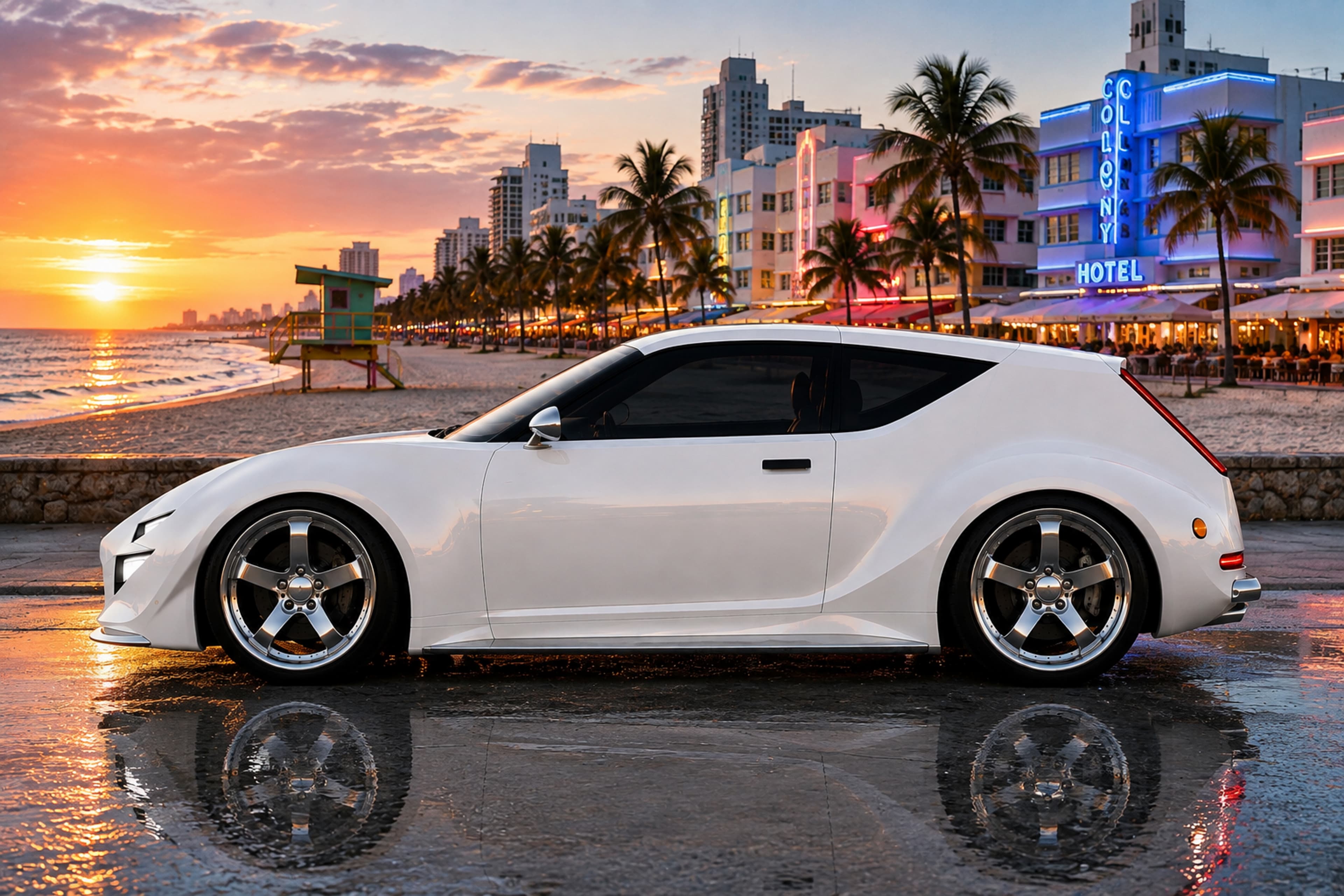ÉON ZIPPER GT SPORT — MIAMI WHITE

A bold automotive concept built around an unconventional silhouette.

Low, wide and sculpted, the ZIPPER GT SPORT combines the stance of a sports coupé with a distinctive fastback architecture and a radically different rear design.

Presented in Miami at sunset, with an additional Black Edition interpretation.

An original automotive concept from the ÉON universe.