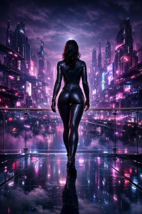 Nighttime Cyberpolis View