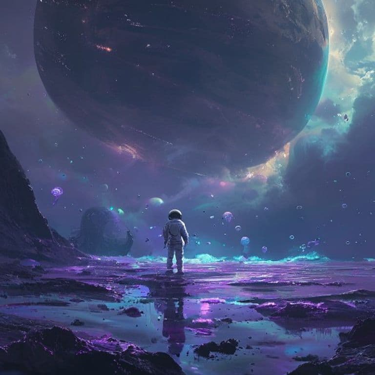 Shipwrecked beneath two moons. The tide here glows. #scifi #aiart #daily