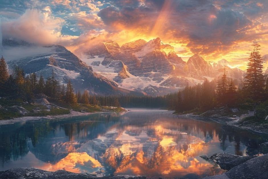 Where the clouds come to rest. Golden hour in the high alpine — silence you can hear. #landscape #aiart #daily