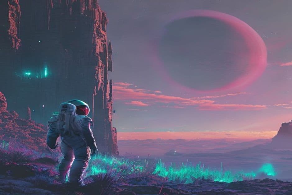 Twin suns, one quiet witness. #scifi #aiart #daily