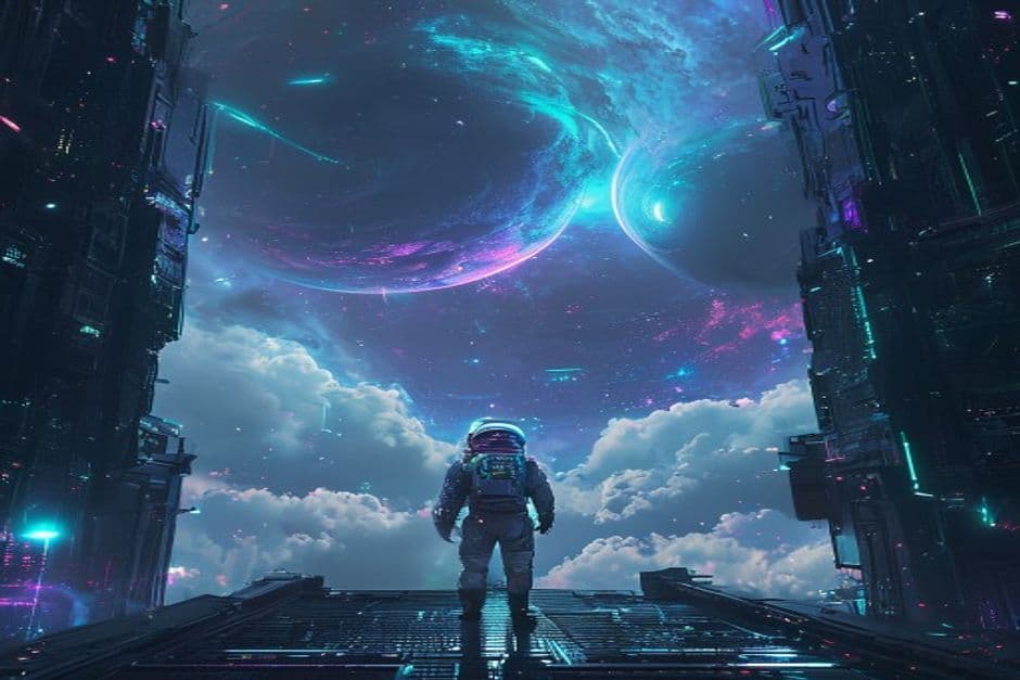 standing at the edge of someone else's forever. #scifi #aiart #daily