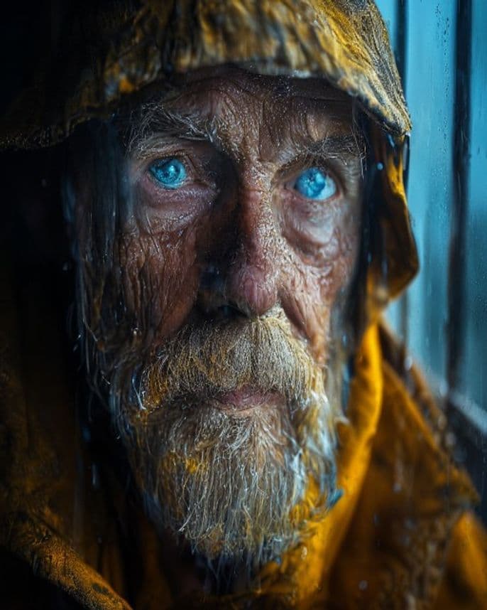 Every wrinkle is a tide he survived. #portrait #aiart #daily