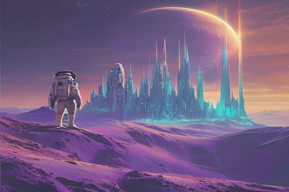 One small step. One impossibly large sky. #scifi #aiart #daily