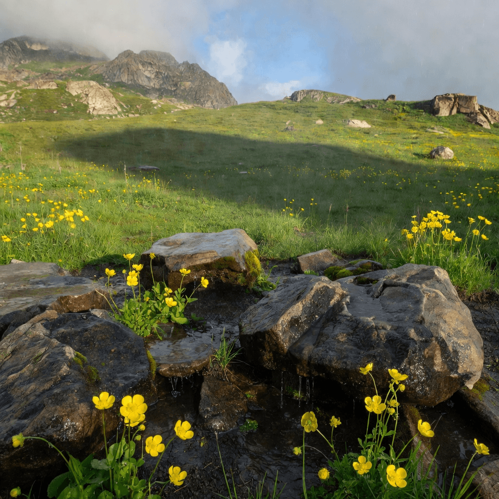 An alpine meadow after rain

#nature #landscape #aiart