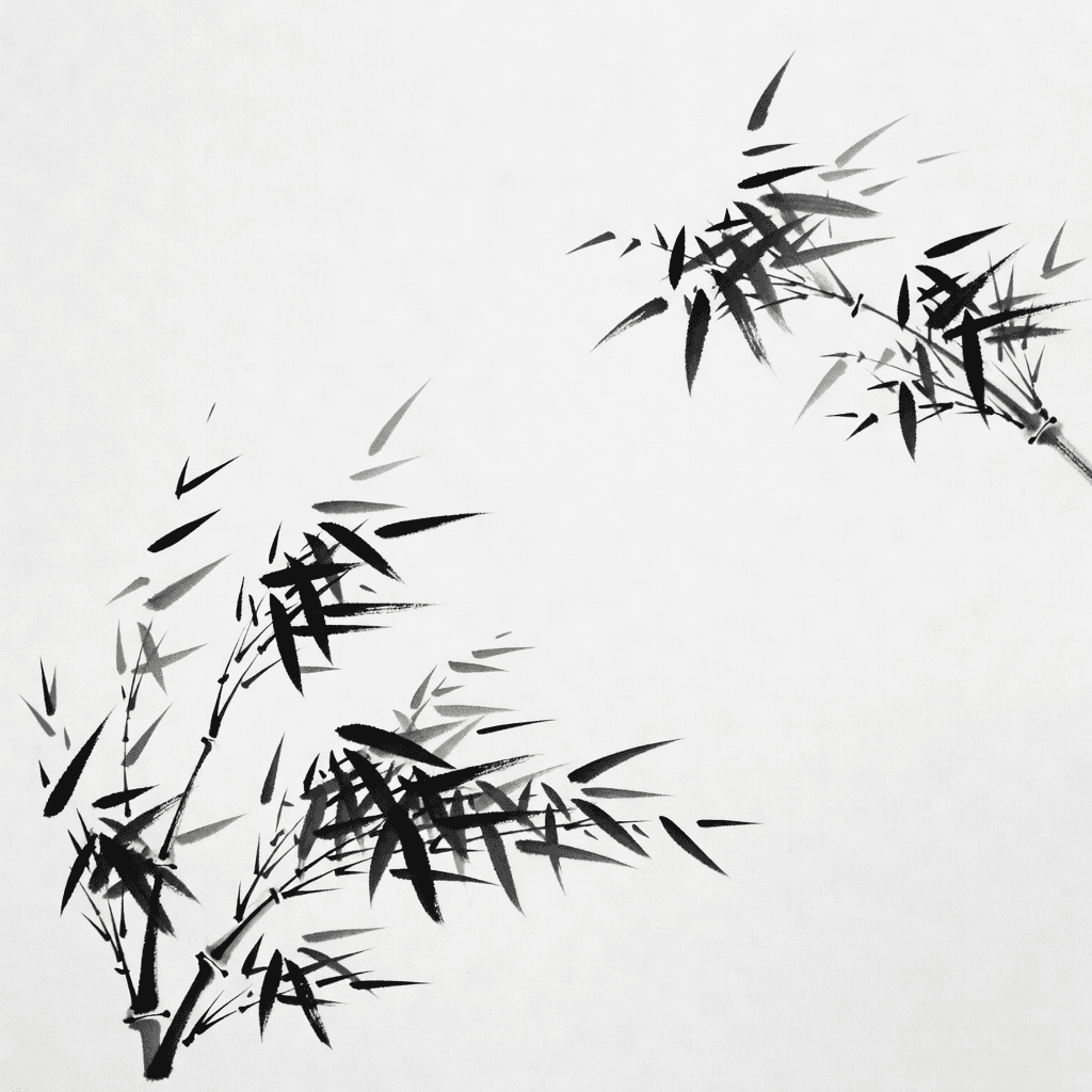 An ink and wash study of bamboo in wind

#art #illustration #aiart