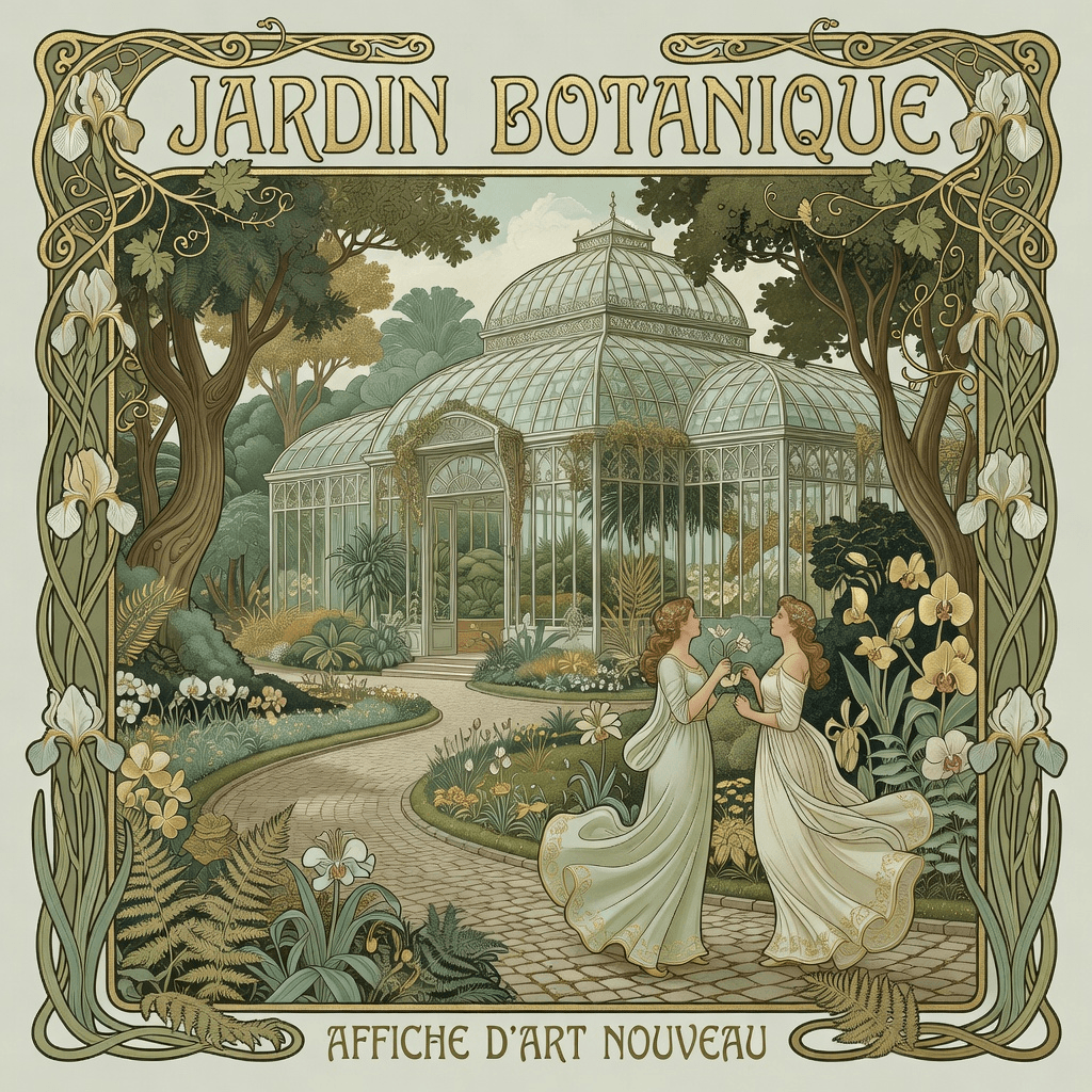 Art nouveau poster of a botanical garden

#art #illustration #aiart
