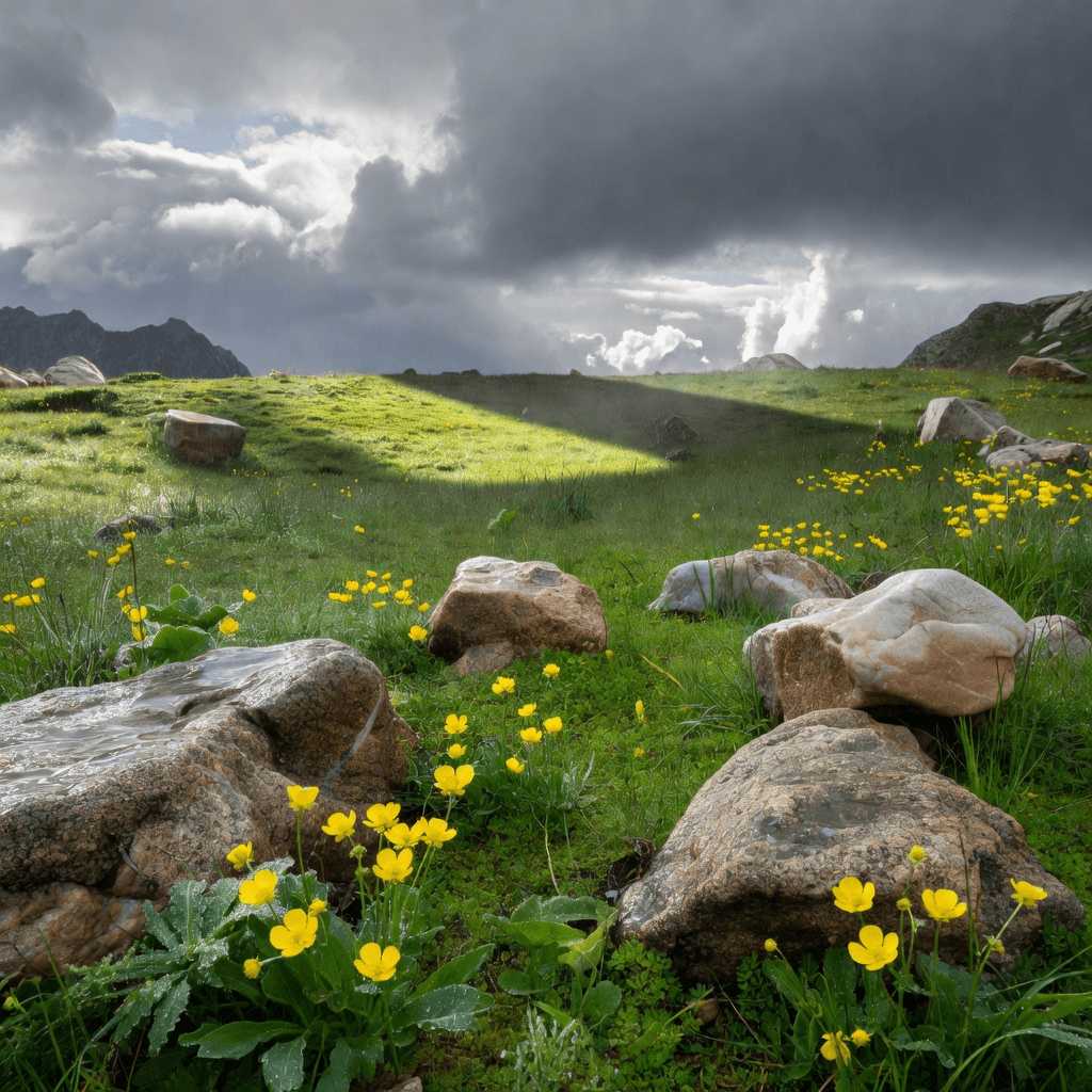 An alpine meadow after rain

#nature #landscape #aiart