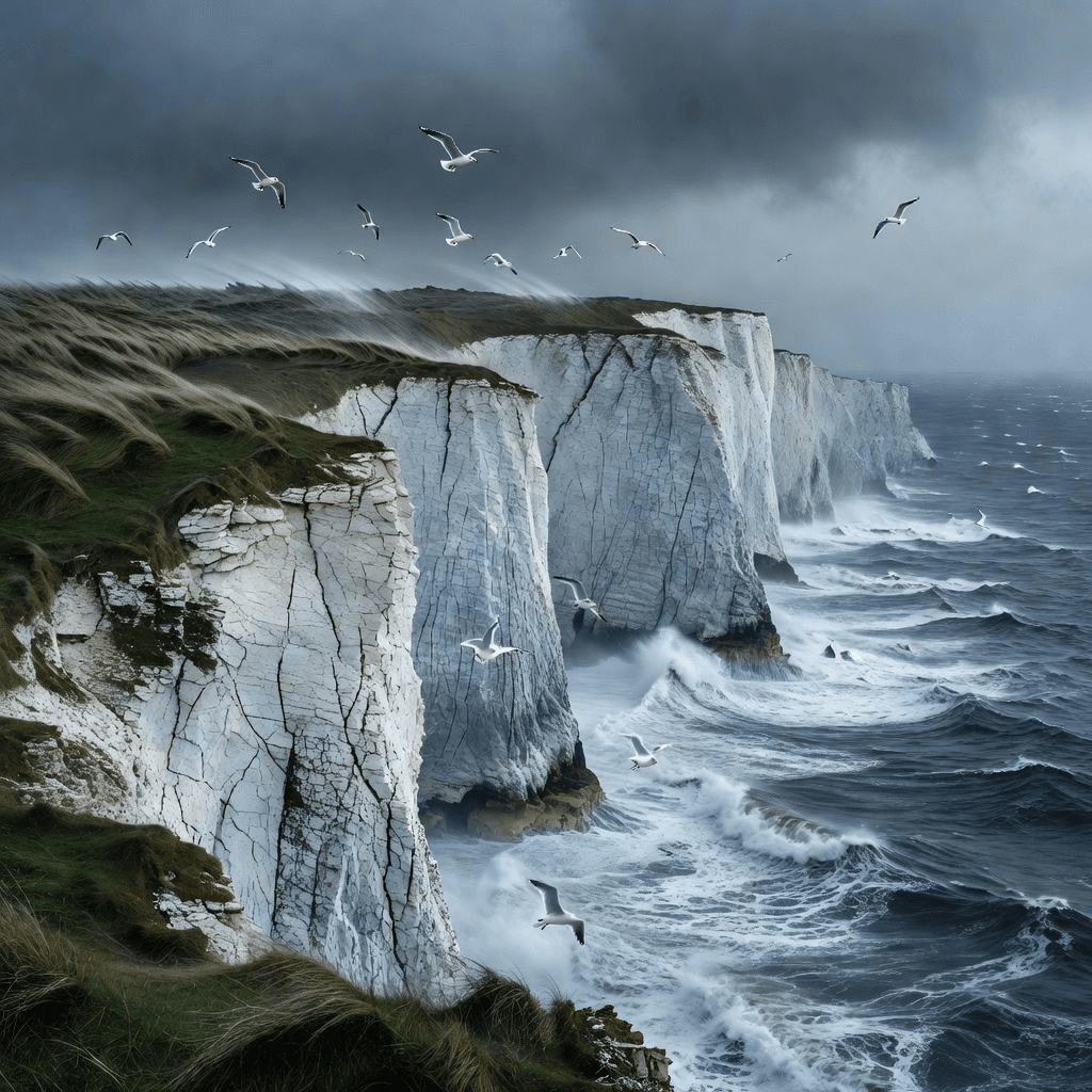 Chalk cliffs above a cold sea

#nature #landscape #aiart