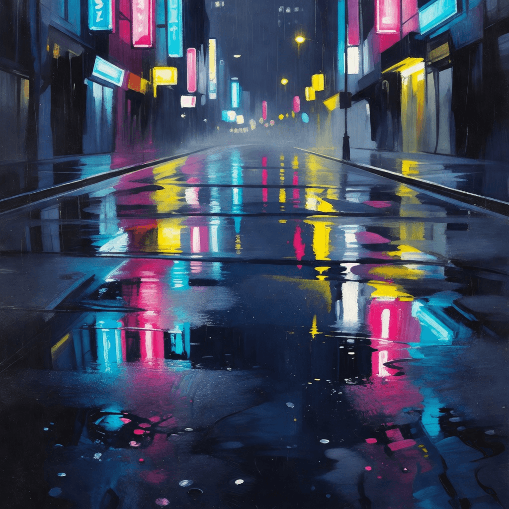 Acrylic study of a rain-slicked street at night

#acrylic #painting #art