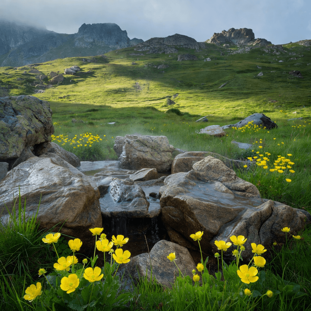 An alpine meadow after rain

#nature #landscape #aiart