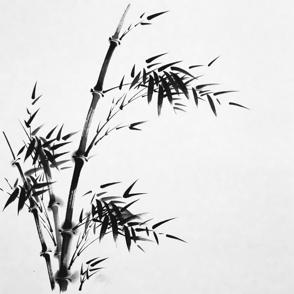 An ink and wash study of bamboo in wind

#art #illustration #aiart