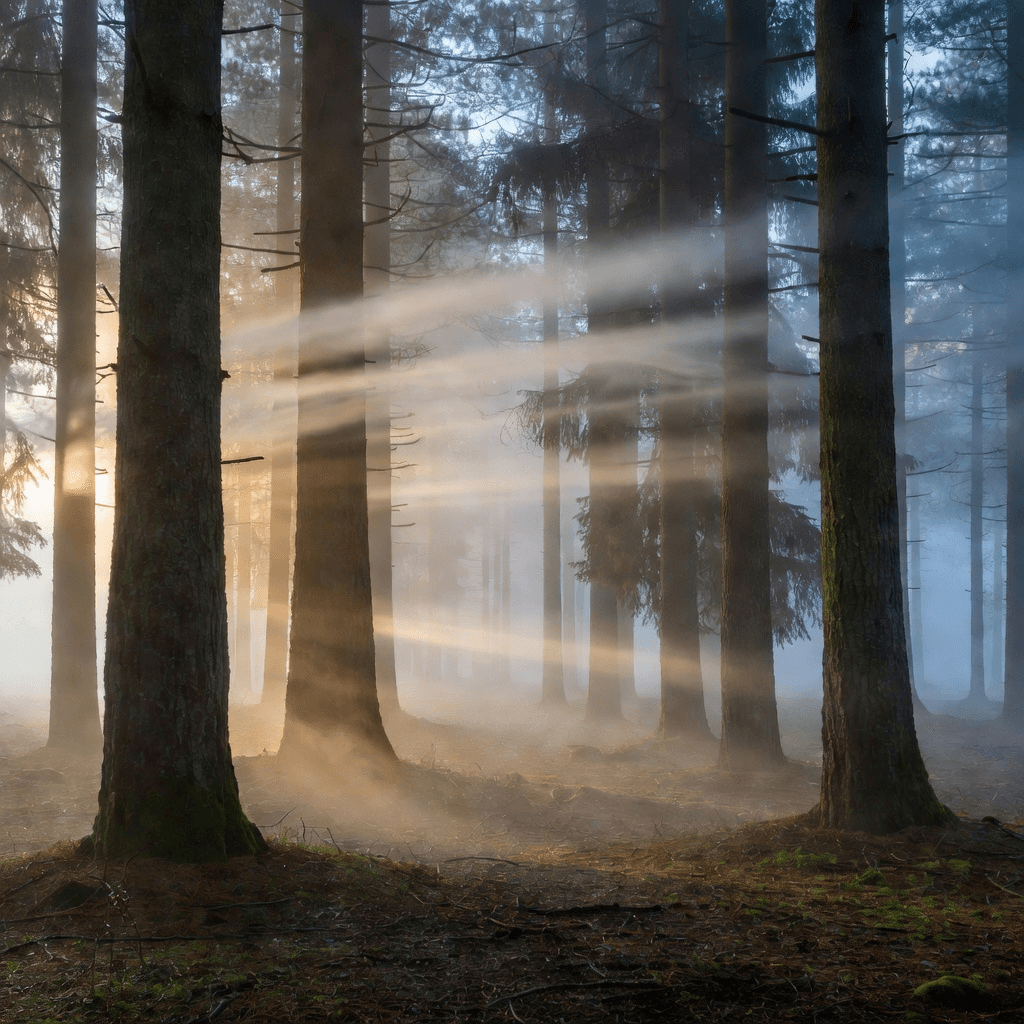A misty pine forest at first light

#nature #landscape #aiart