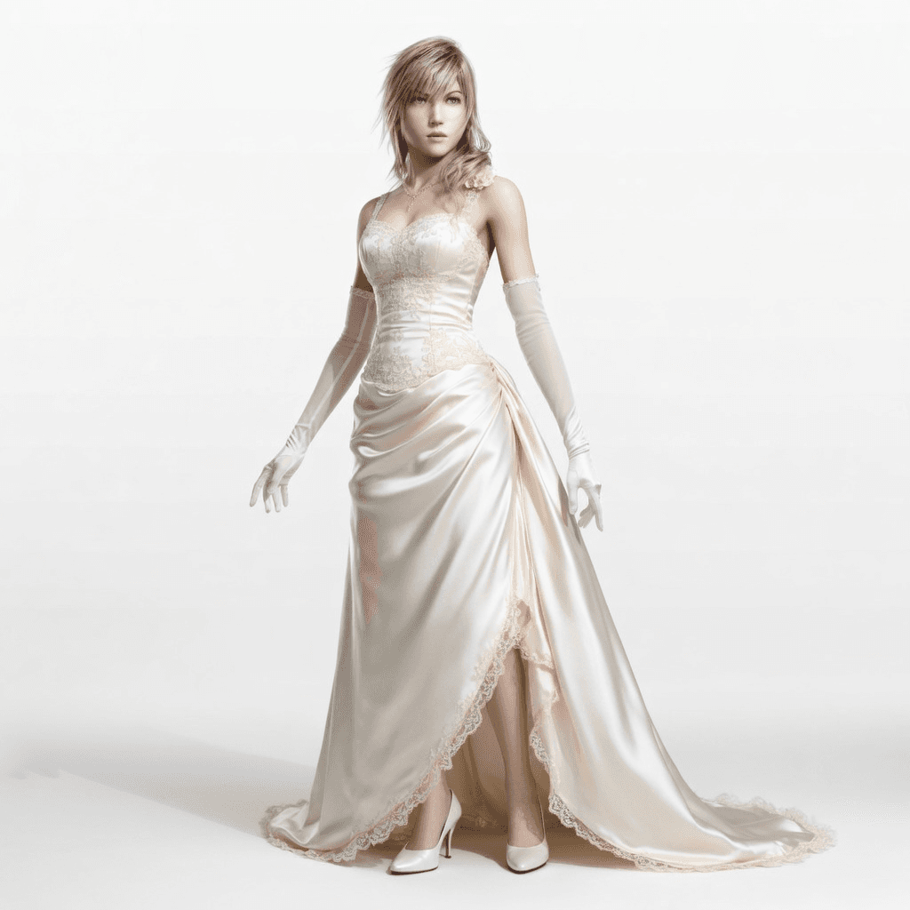 Lightning from Final Fantasy XIII in a wedding dress