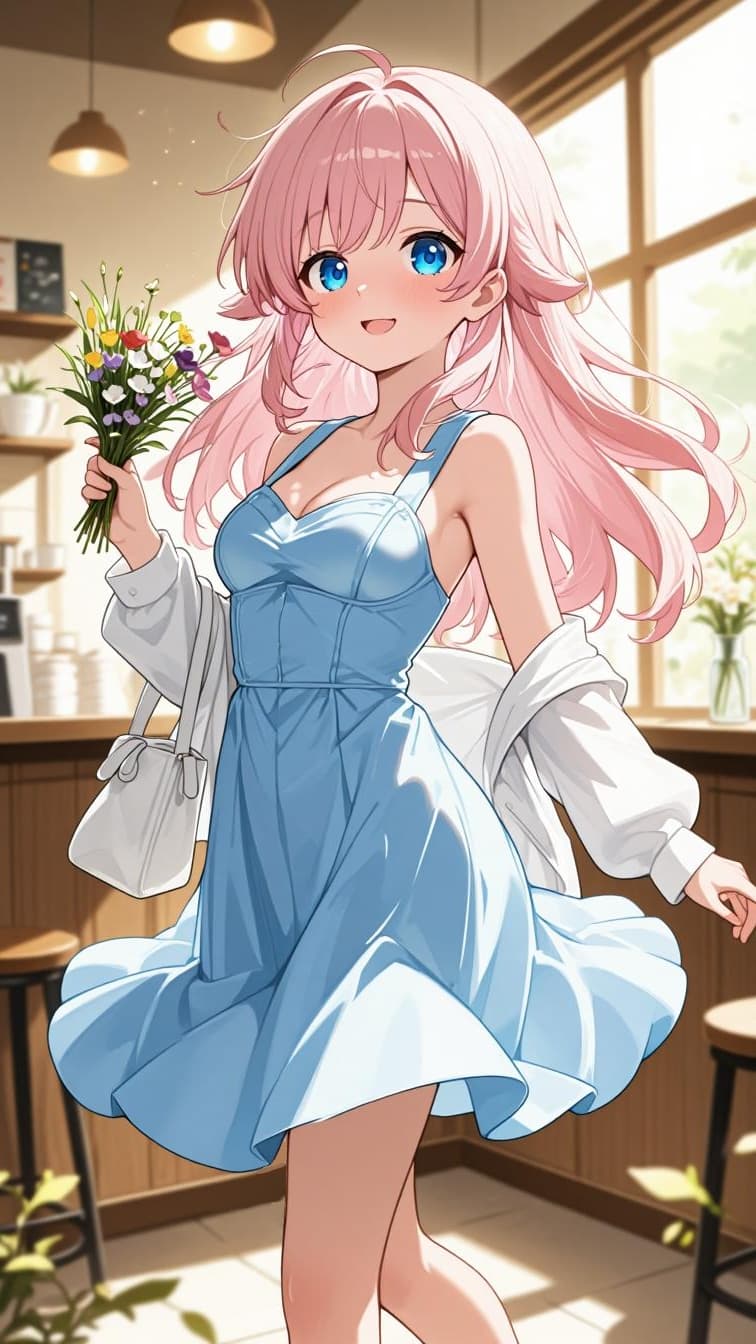 Lily walked into the café and found a bouquet of wildflowers… she thinks she knows who it’s from 🌸🤍