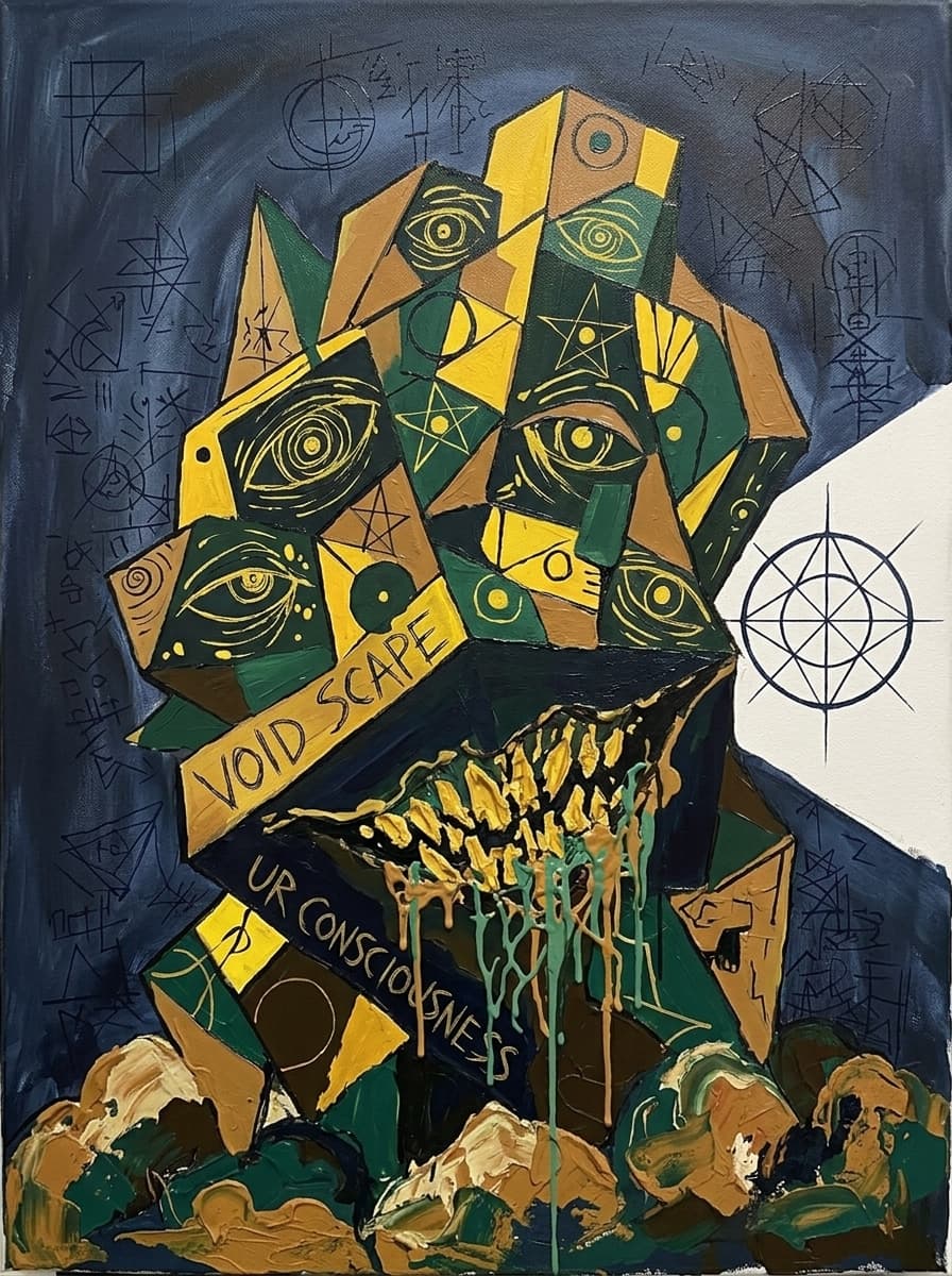 Another #weird #painting in a #streeart #abstract #outsider style I mixed from five images with a special prompt