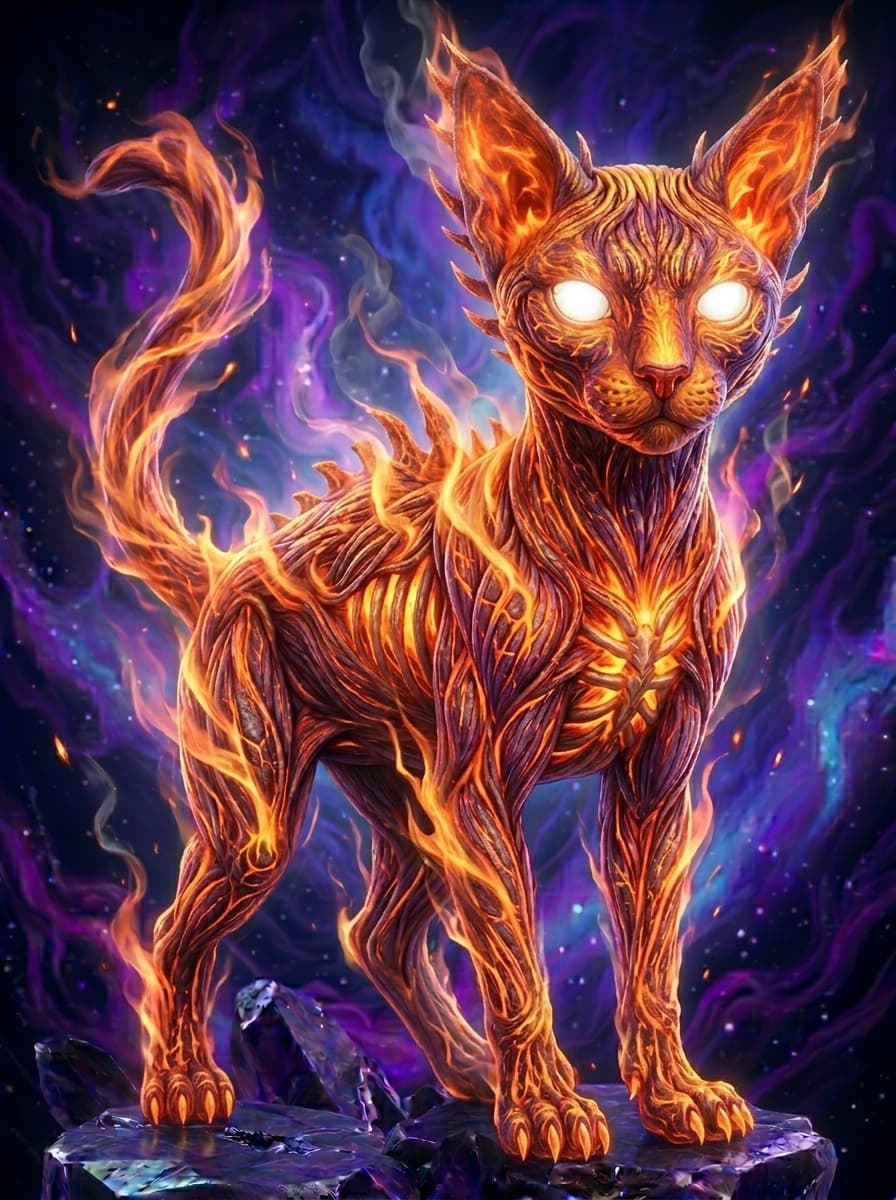 Modified the the #monster #cat by remixing it with the firy dragon I did by using a variation of the prompt @kellybrokit she used for her brilliant frog - after that I rendered it in unreal engine. Made with Google Flow