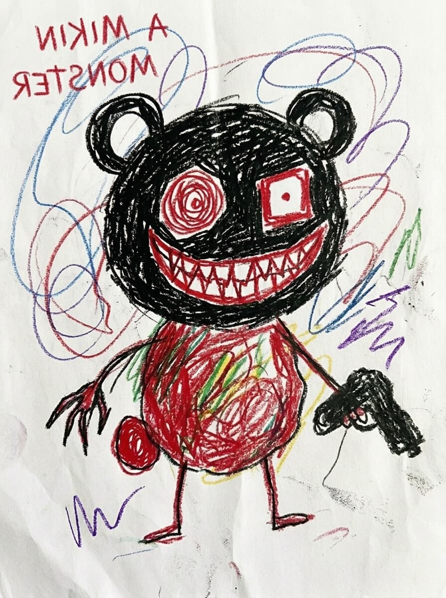 A #childrens #drawing of the bang bang #bear. Mad with Google Flow