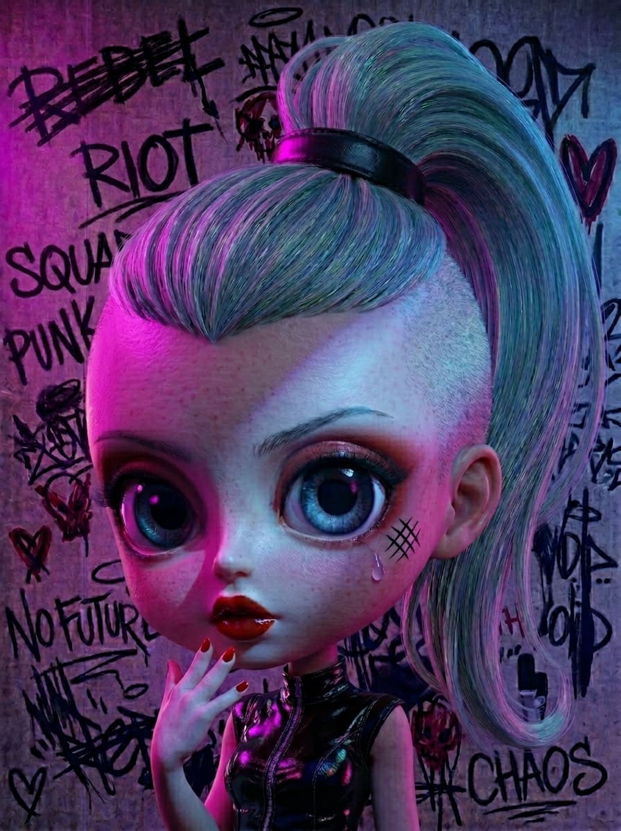 You know it. Chibi+realism+rubberhose. What do you think about the #neon #light effect I added? Does it make the image more interesting or not?