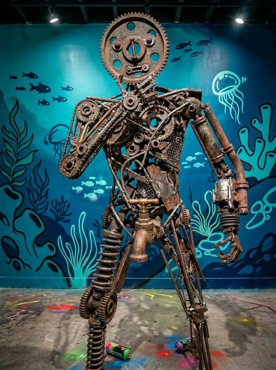 #Abstract #thinking #man #trash #sculpture