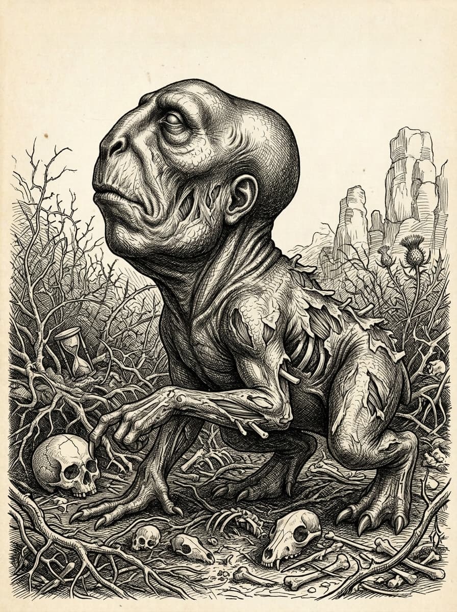 Tried some #morbid stuff (here in a #Duerer style- if you like I have more realistic stuff too) by using a reference image from a questionable parody of the German book "Struwwelpeter" - but one image fascinated me. In that way image 4 and 5 were born. Dropped it into GenTube which resulted in image 3 and further iterated it - resulting in image 1. After that I tried to make a #creepy #bunny