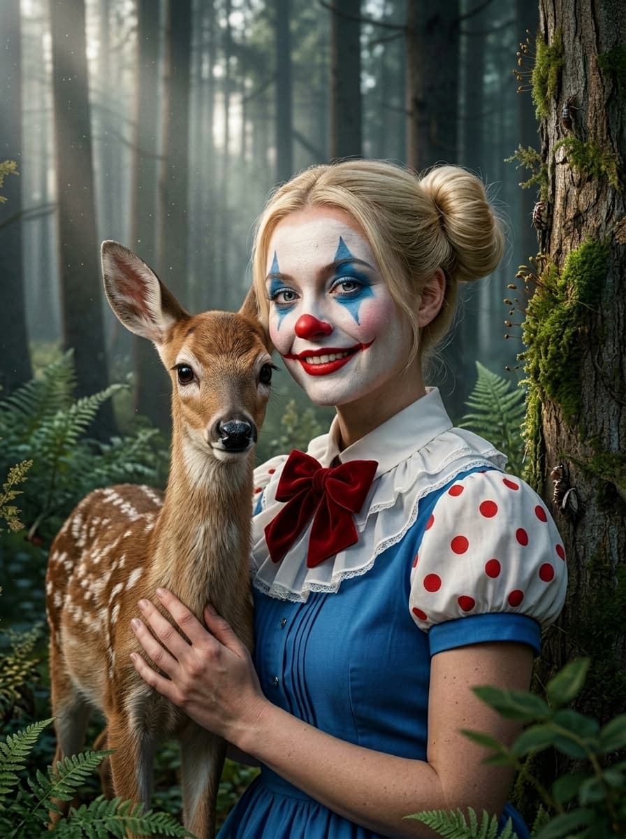 #Remake of an old #clowngirl image with Google Flow (the original was made with an old version of Playground AI). It could be more realistic, but I like the idea.