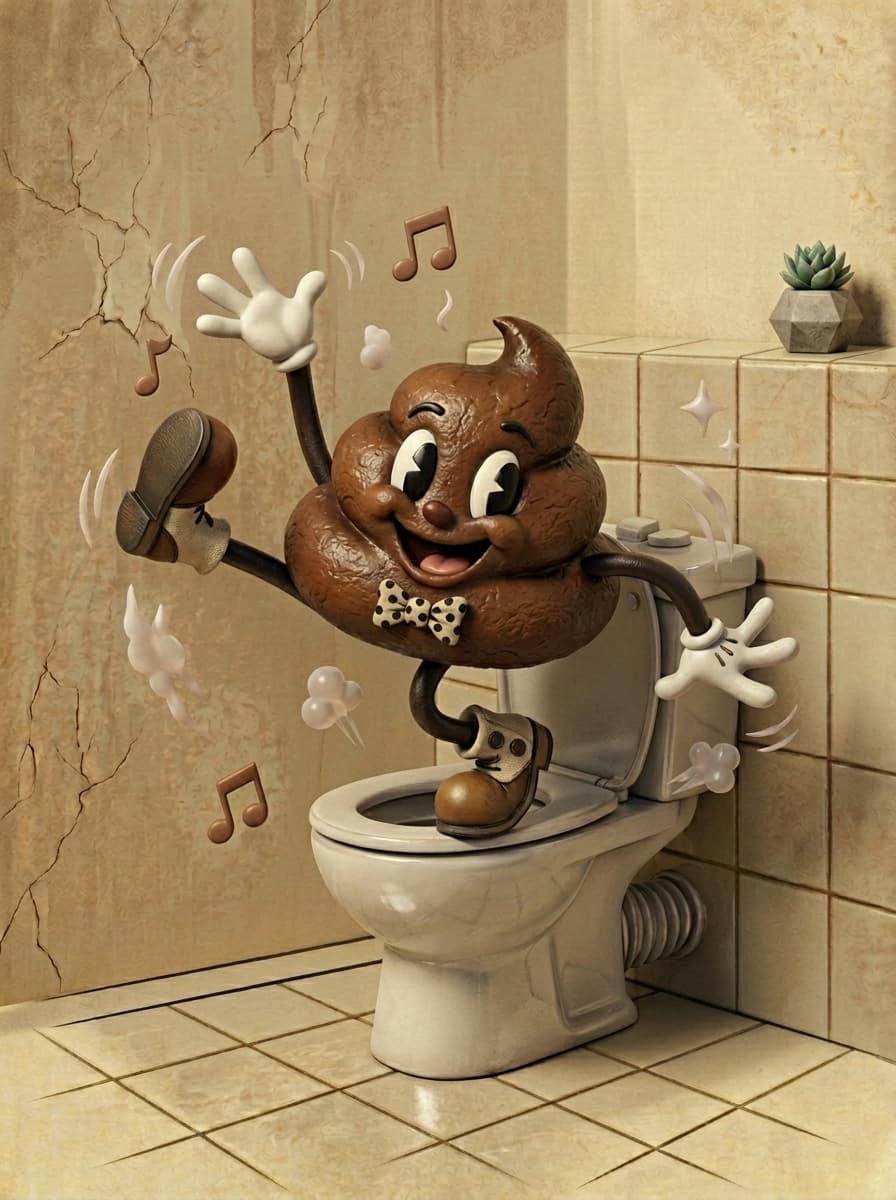 #Rubberhose style again. A #dancing #pile of #poo. Made with Google Flow.