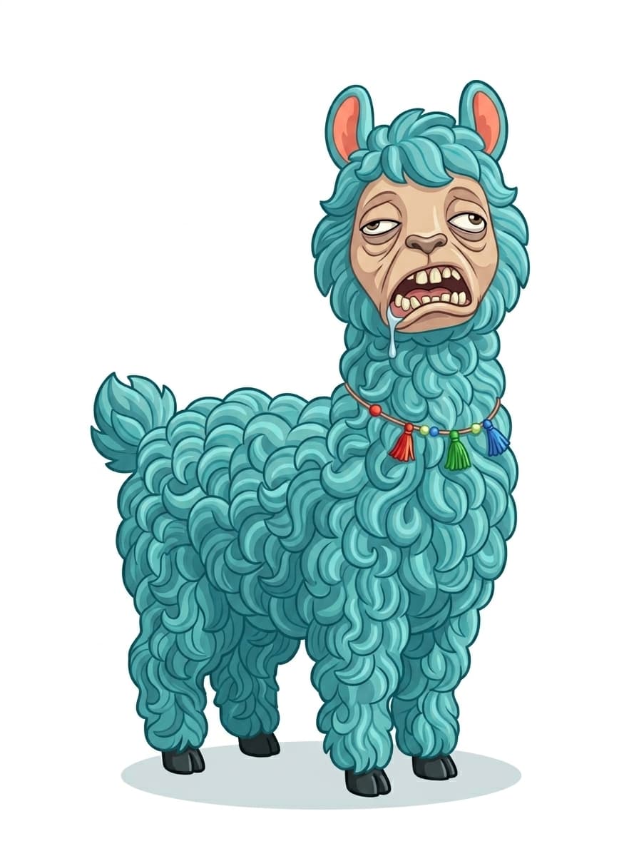 A #turquoise #cartoon #lama in a #vector style. I did the vector style as a way to enhance the quality and rendered it in the Initial style after that.. but I kinda liked this more. Made with Google Flow