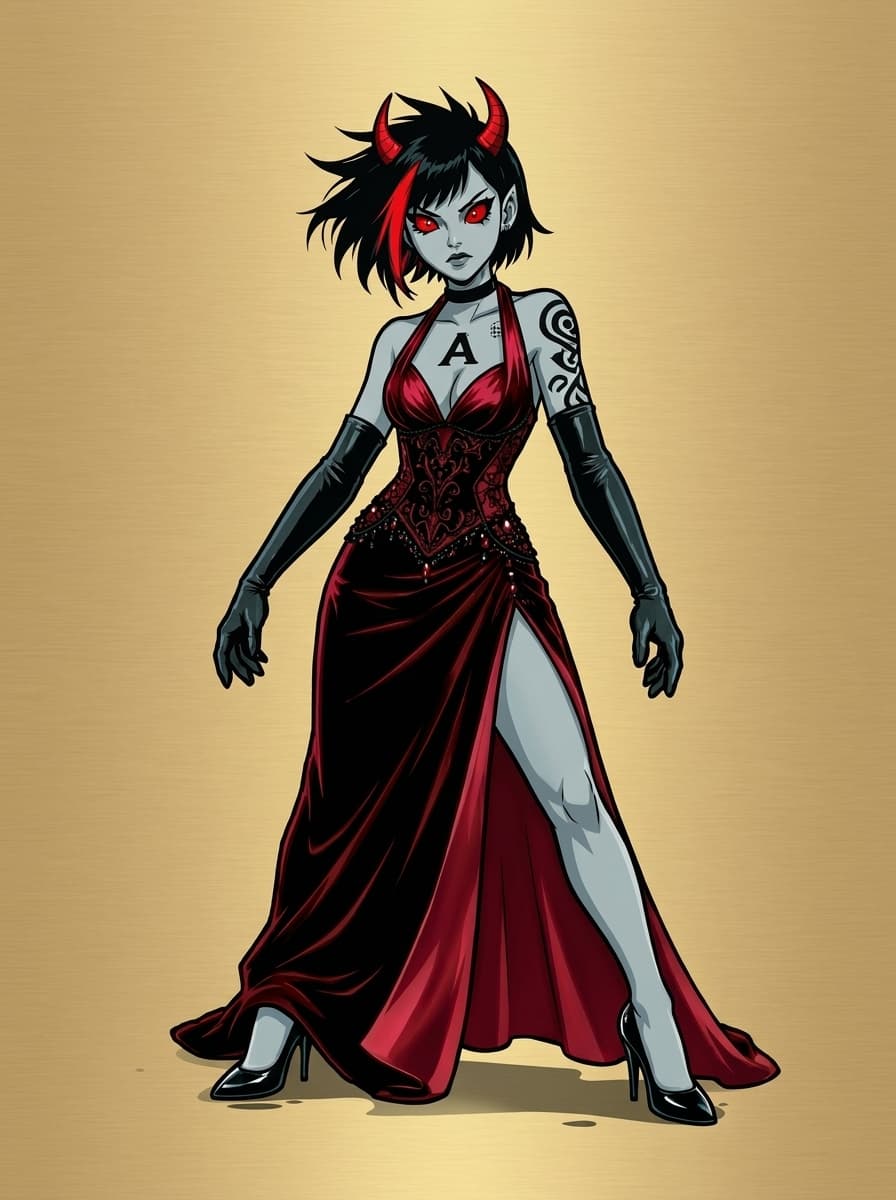 Still working on images for a #monster or #demon #dinner scene. Dressed the creation of @simonkennedybackup in an evening dress
