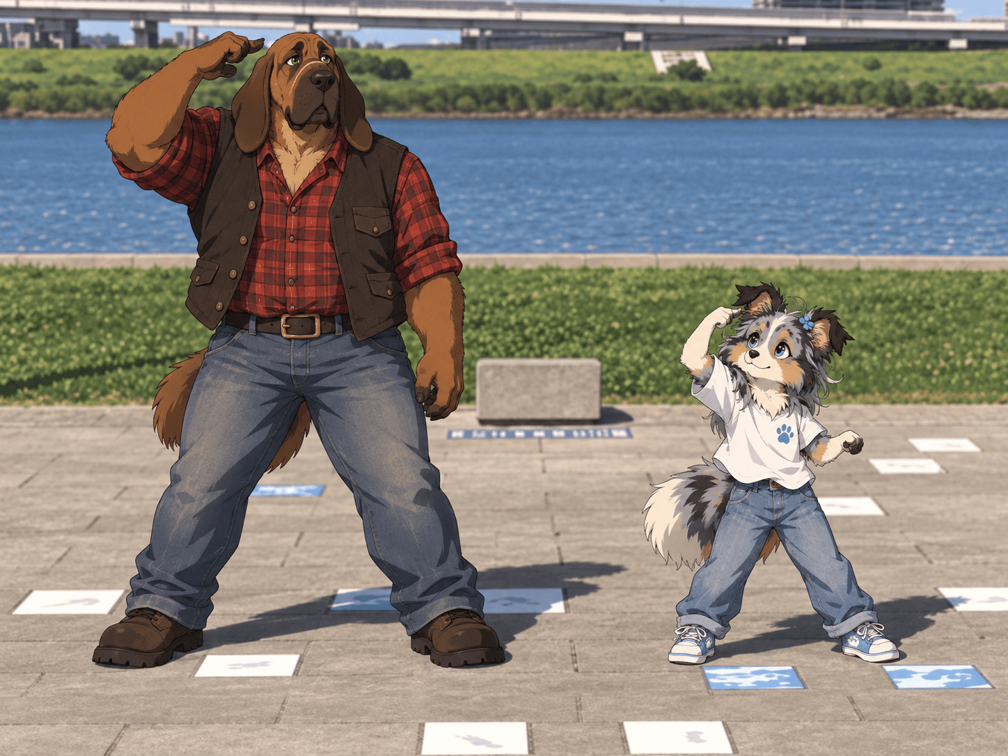 Crowhurst OCs: Rook AU - lonely hound adopts a sweet little pup named Abby Mae and wholesome adventures ensue (here they are dancing to #BADAPPLE) #rookcalder #crowhurst #oc #ocs #originalcharacter #originalcharacters #anthro #furry #abbymaecalder
