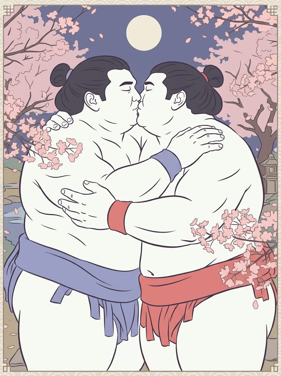 A #sumos #kiss.. Tried to do it in a classical #japanese #illustration style combinied with a #simplified #vector look