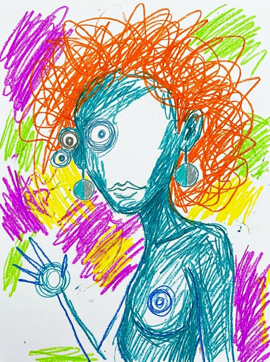Another try to get a #childrens #drawing style. Mixed some of the style of #peppa #pig into the prompt. I think it's shifting more into #outsider style which could get cool too.