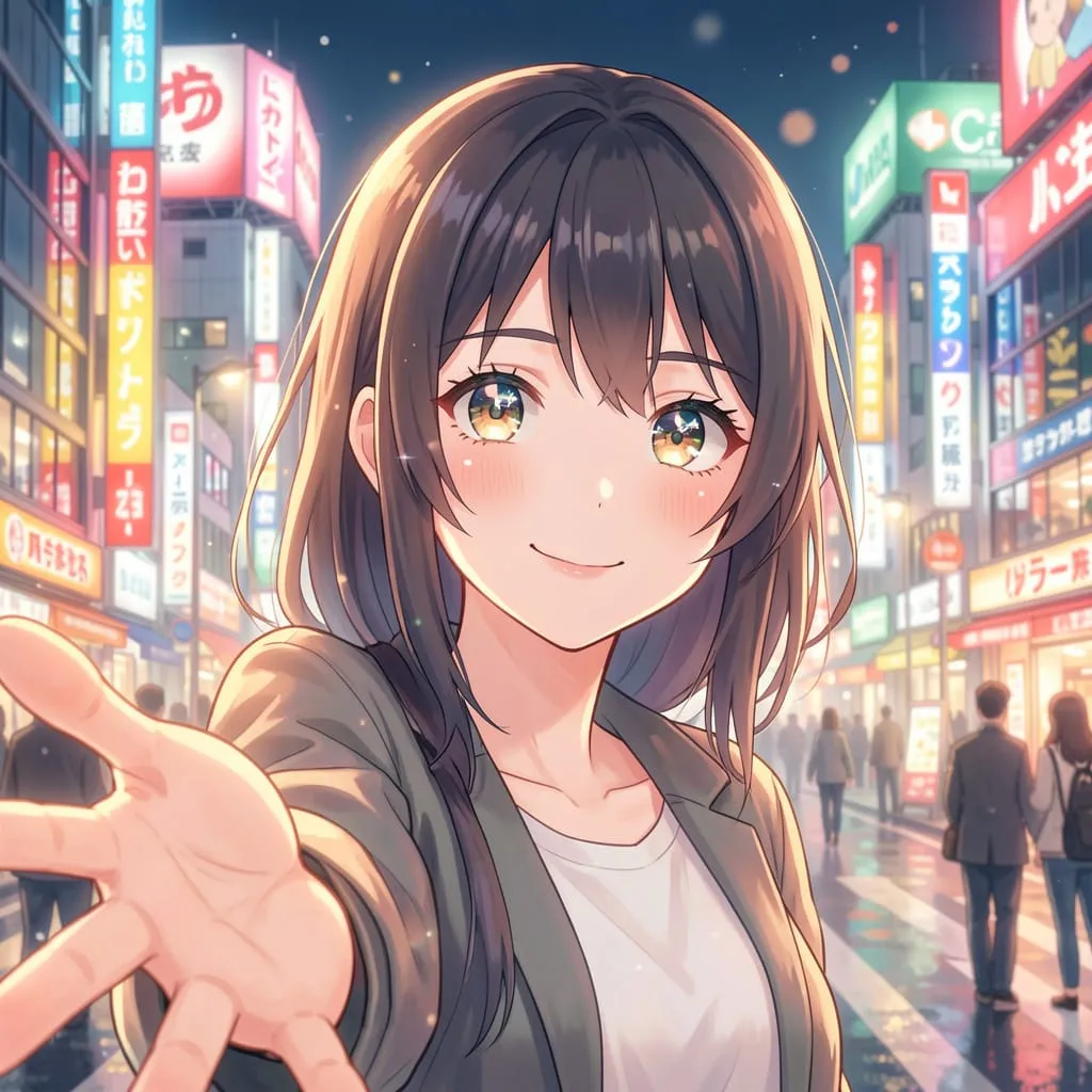 "C'mon, let's go!"
You're on a date with a cute girl in Japan, and she reaches for your hand, eager to spend the evening with you.
Made with NightCafe