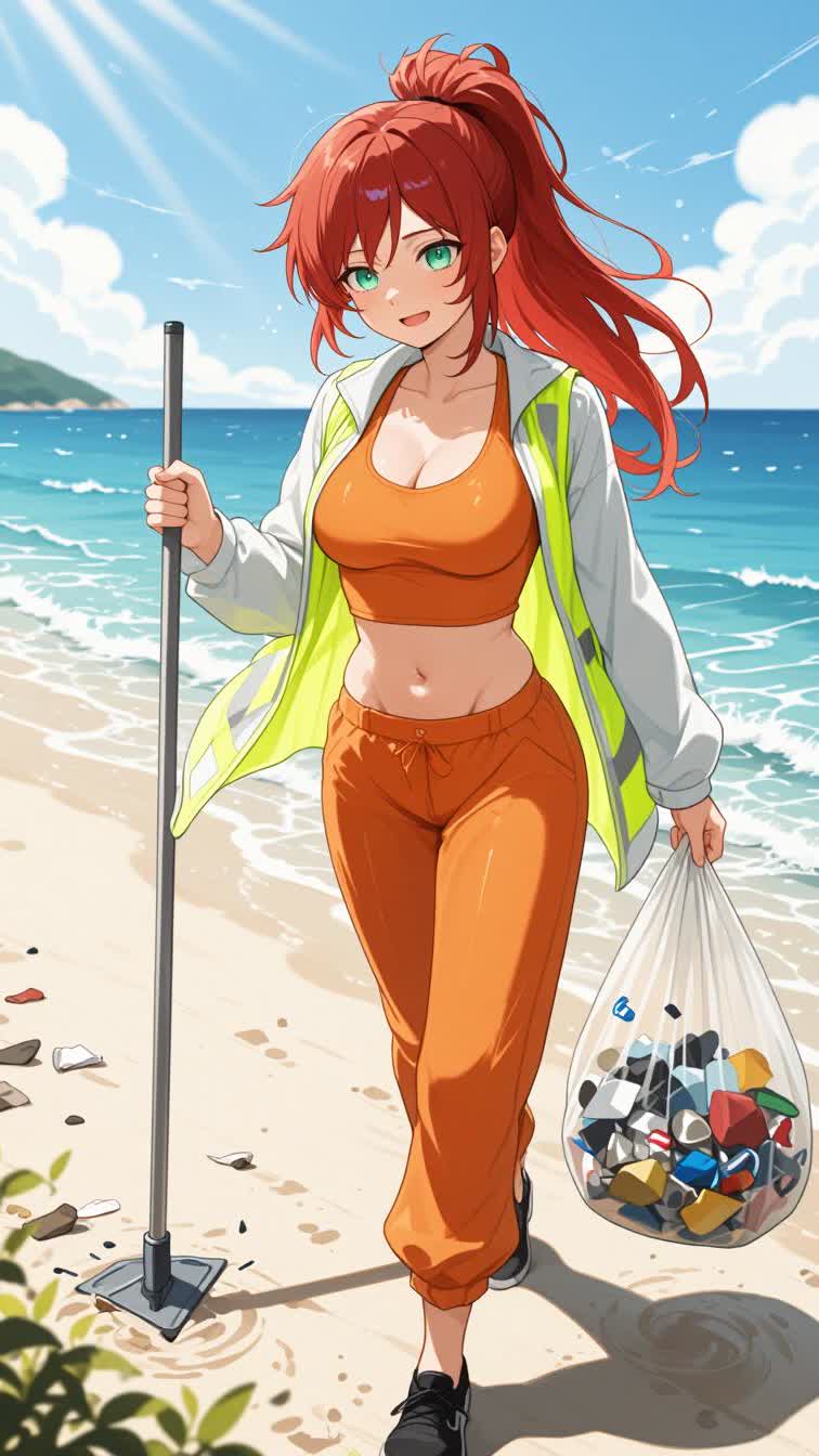 Final hours of community service 😌⚖️ After nursing homes and strawberry fields, the Barista Girls were sent to clean the beach for summer season ☀️🏖️ Honestly? This one almost feels relaxing… if you ignore Kiko harassing jellyfish with a stick 😏