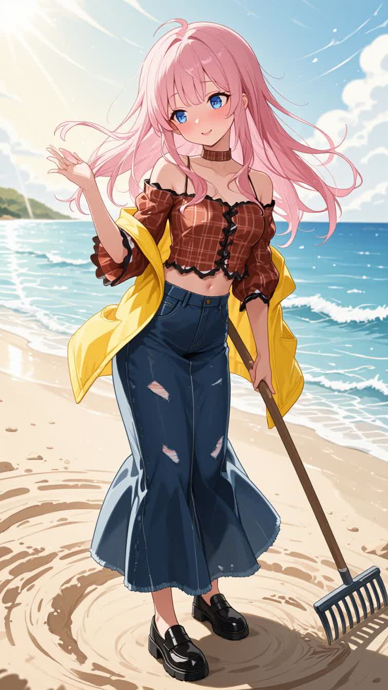 Final hours of community service 😌⚖️ After nursing homes and strawberry fields, the Barista Girls were sent to clean the beach for summer season ☀️🏖️ Honestly? This one almost feels relaxing… if you ignore Kiko harassing jellyfish with a stick 😏