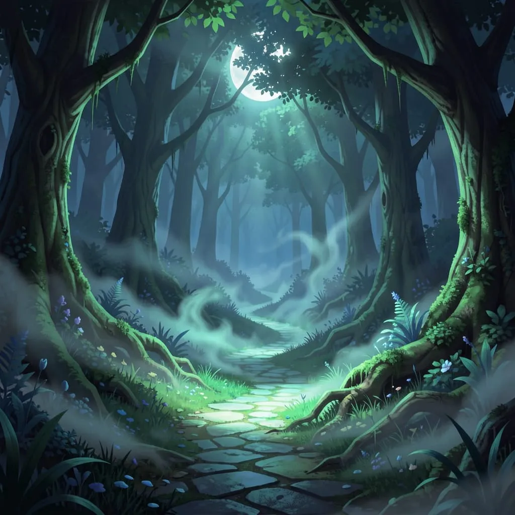"Follow Me Into the Night".
I typed the prompt 'follow me' to see what came up, and got this spooky scene.
Made with NightCafe.