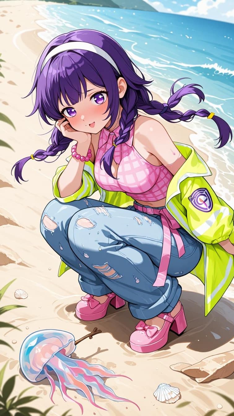 Final hours of community service 😌⚖️ After nursing homes and strawberry fields, the Barista Girls were sent to clean the beach for summer season ☀️🏖️ Honestly? This one almost feels relaxing… if you ignore Kiko harassing jellyfish with a stick 😏