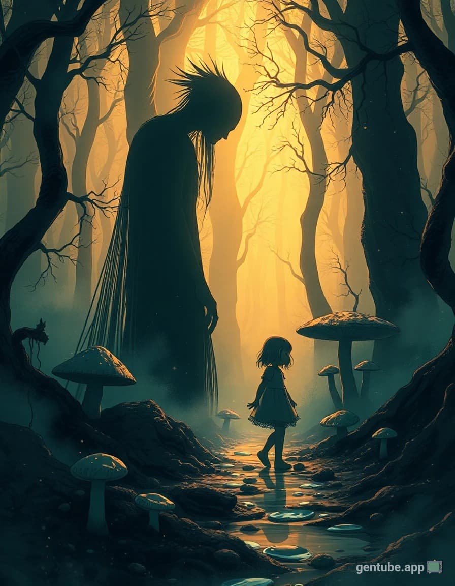 Played with an image that Gentube created (see image 2) in Google Flow. I like the #tree creature, but I'm not sure if the hand in the background is big enough.